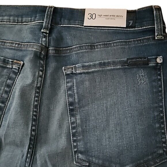 7 for all Mankind High Waist Ankle Skinny Denim Jeans Size 30 Women's New - Picture 6 of 8